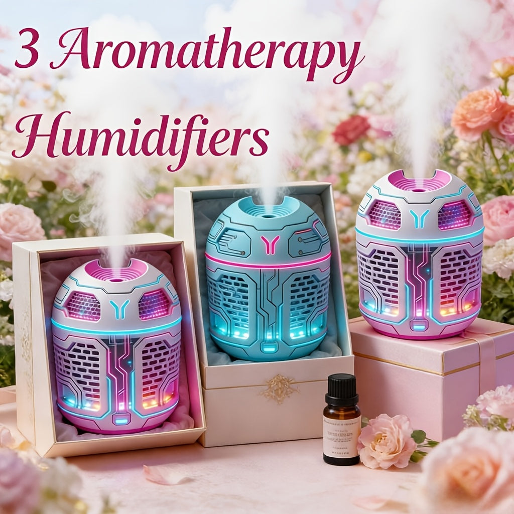 Mini Diffuser Set 3pcs Aromatherapy Humidifier Odor Eliminator Cool Mist for Car Bedroom Dorm No Filter Low Voltage Gift for Women