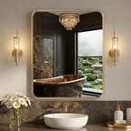 Metal Framed Rounded Rectangle Wall Mirror for Bathroom – Over Sink, Horizontal or Vertical Hanging, Modern Farmhouse Decor, Matte Black, Gold & Silver, Multiple Sizes 16x20 to 36x48 In