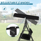 Outdoor Porch Glider Swing with Canopy Rust Proof Heavy Duty Steel Frame Adjustable Canopy Patio Furniture Garden Lawn Backyard Black Beige Brown Red Green