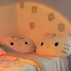 Hello Kitty Plush Pillow 17.7 Inch – Large Soft Sheepskin-Like Kawaii Cushion with Pink Bow & Black Ears | Girls Bedroom Decor | Birthday & Sleepover Gift