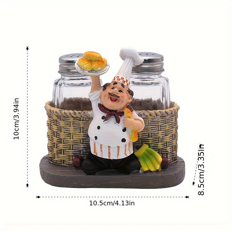 Chef Statue Salt and Pepper Shaker Set – Resin Decorative Chef Spice Jar Holder for Kitchen, Dining Room, Cafe & Coffee Shop Desktop – 4 Styles