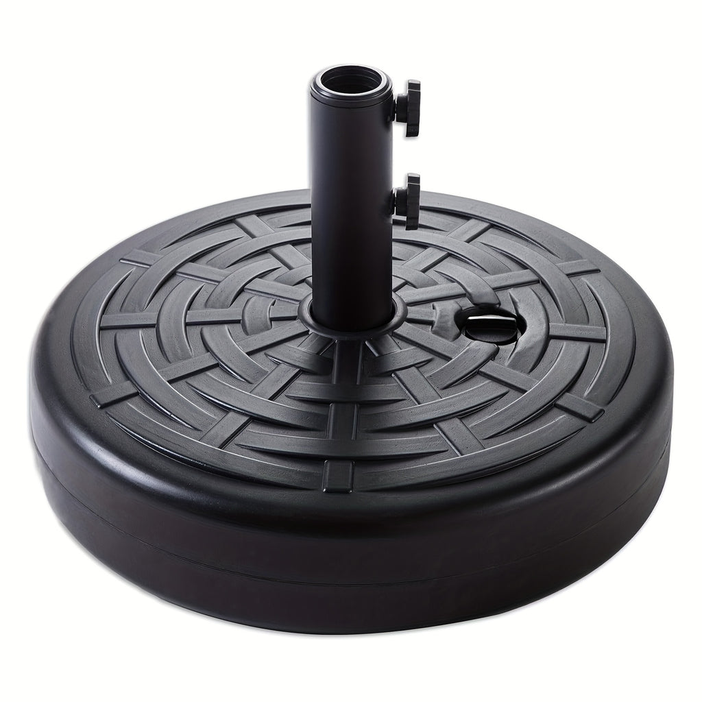 Heavy Duty Patio Umbrella Base Stand 20in Round 50LBS Water Sand Fillable Steel Holder for Outdoor Market Lawn Garden Black