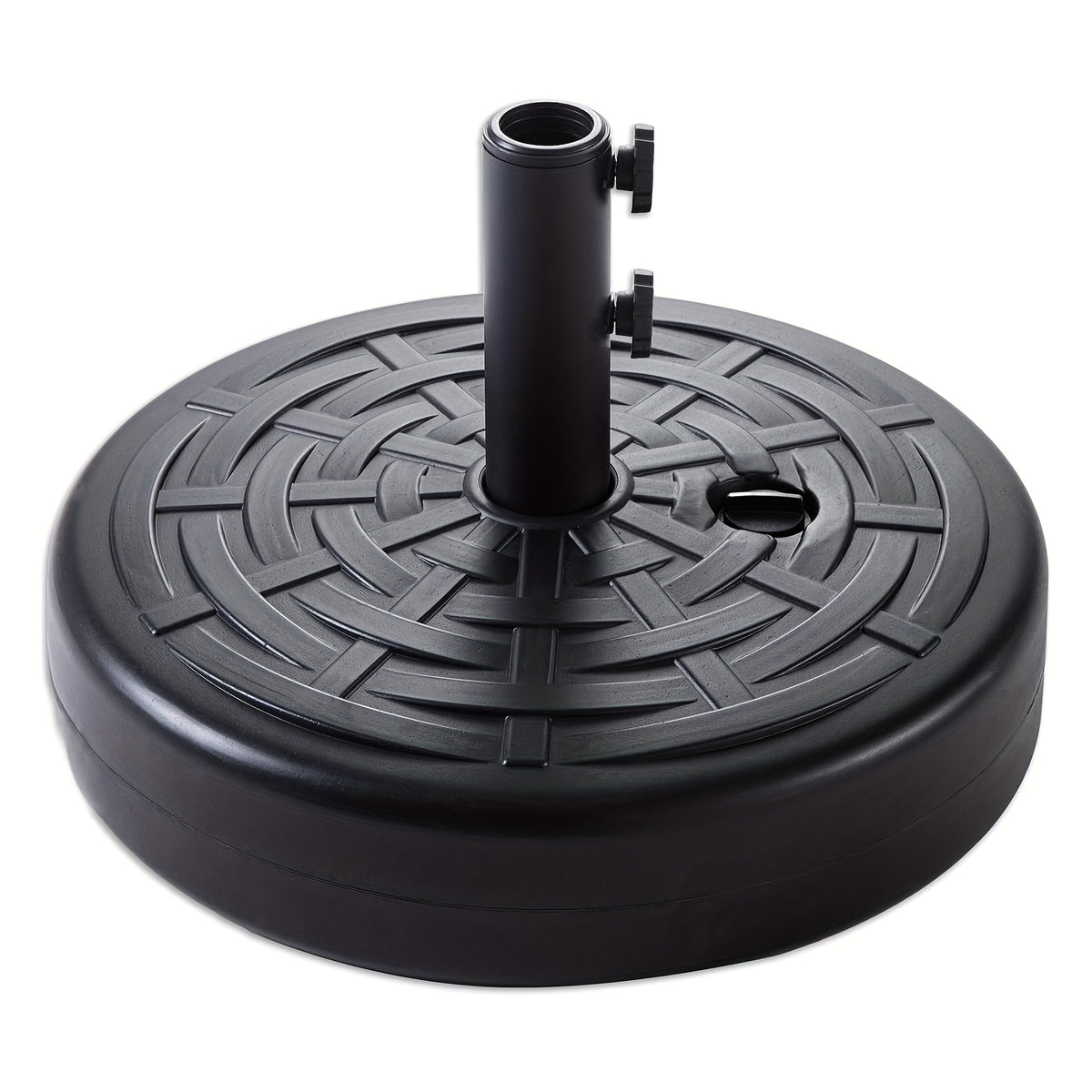 Heavy Duty Patio Umbrella Base Stand 20in Round 50LBS Water Sand Fillable Steel Holder for Outdoor Market Lawn Garden Black