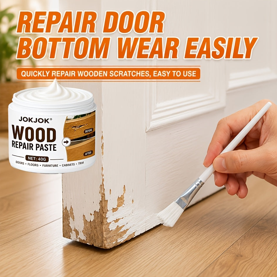 Wood Repair Paste Filler Cream - Fixes Scratches, Cracks, Chips & Holes, Restores Color on Furniture, Floors, Cabinets, Doors, Tables & Trim, Easy-Apply Wood Restoration Cream