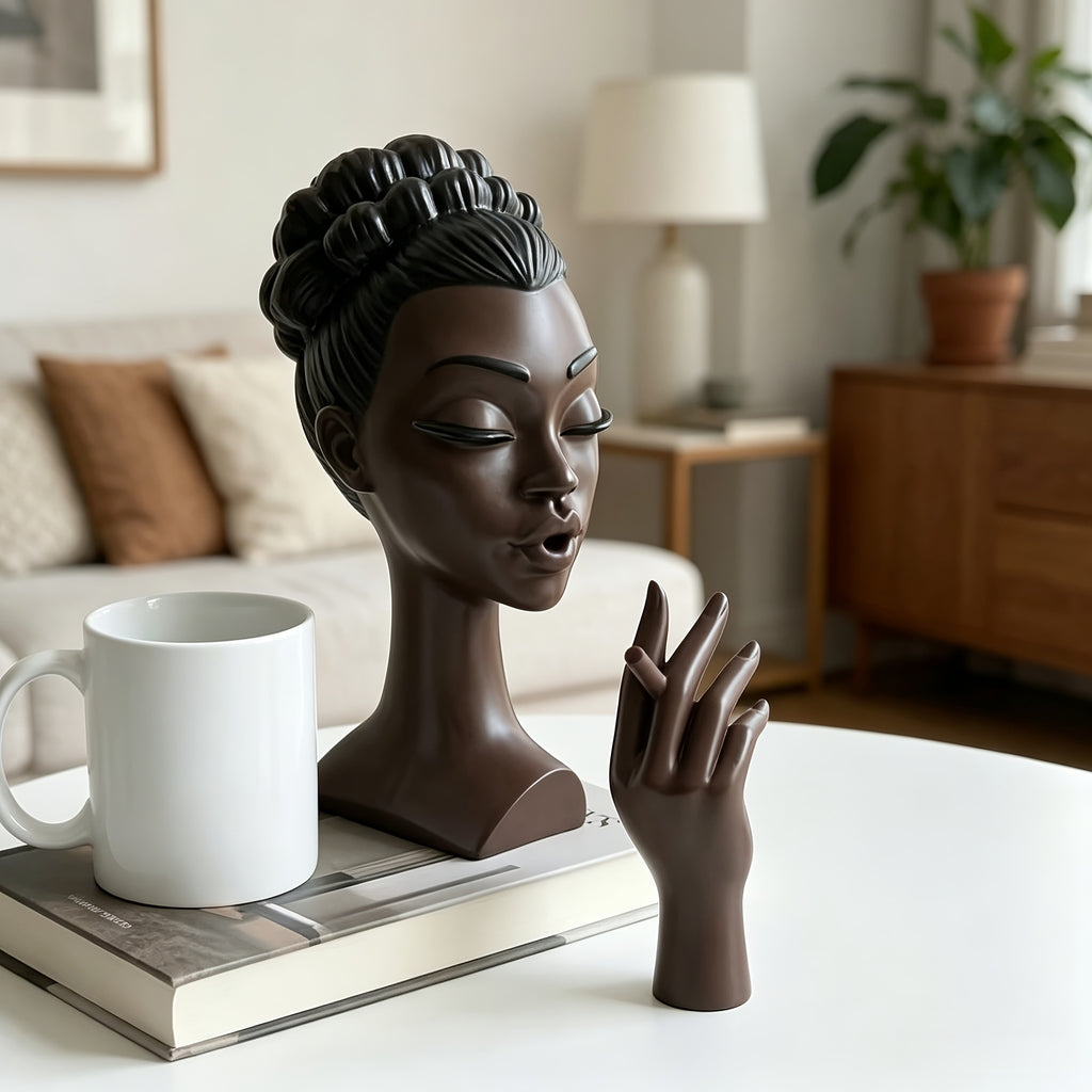 Black Resin Incense Burner Handcrafted Meditation Statue Art Deco Incense Holder Quiet Airflow Flameless Aromatherapy for Home Decor Yoga Room Relaxation Space Stress Relief Sleep Aid Holiday Gift