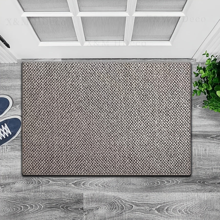 Imitation Sisal Bathroom Mat Non-Slip Water Absorbent – Cat Scratch Resistant Entryway Doormat, Mud & Sand Removal, Easy to Clean, Dark Gray & Brown, 2 Sizes
