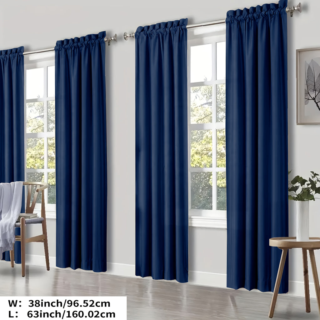 100% Blackout Curtains Rod Pocket 4 Panels - Thermal Insulated Energy Saving Drapes for Bedroom Living Room, 38" & 52" Wide 54"–108" Long, 7 Colors