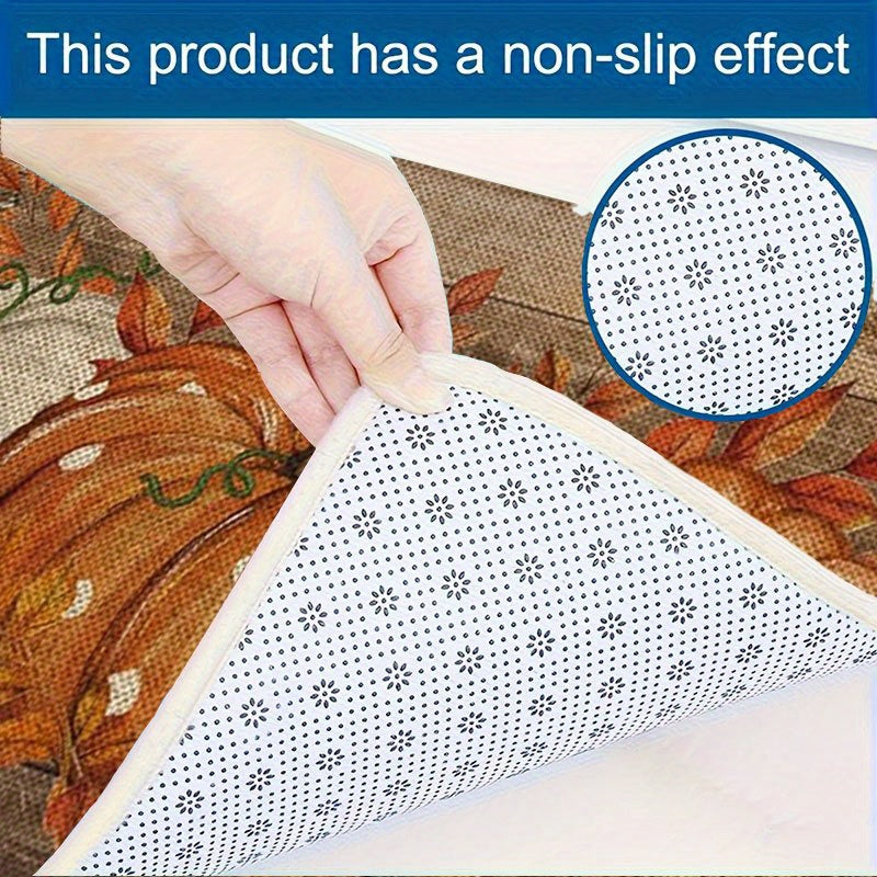 Fall Pumpkin Doormat Non-Slip Flannel Indoor Floor Mat - Autumn Polka Dot Soft Rug for Entryway Bedroom Living Room Kitchen, Farmhouse Halloween Thanksgiving Home Decor