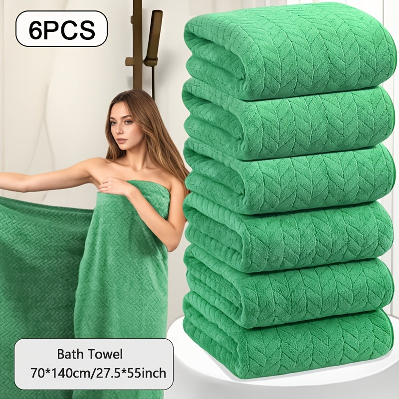 Oversized Striped Bath Towel Set – Absorbent Quick-Dry Adult Bath Towels for Spa, Hotel & Home | Available as Single or 6-Piece Set | Multiple Colors