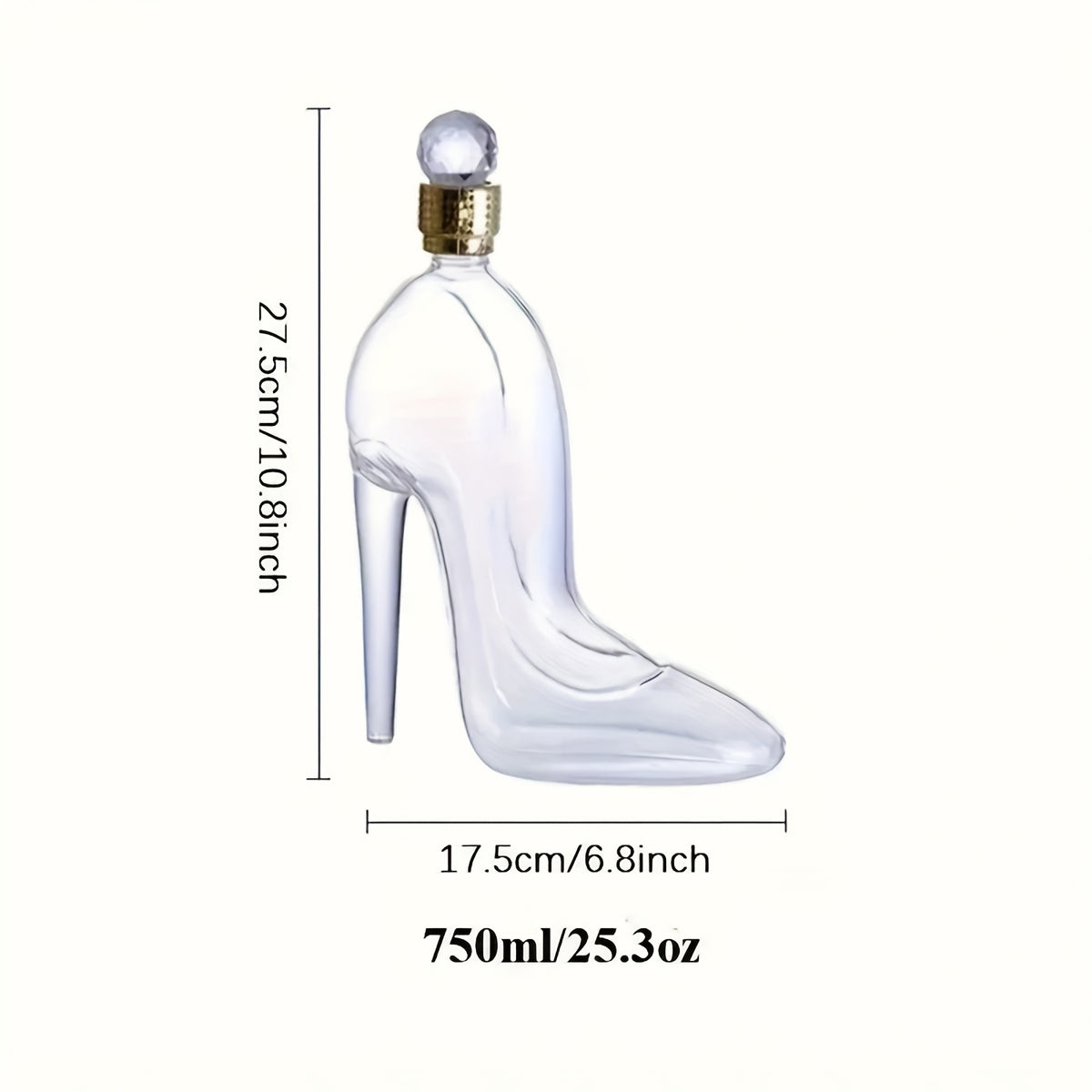High-Heel Shoe Decanter – Handmade Lead-Free Crystal Glass with Stopper, 750ml Transparent Glossy Wine Decanter for Kitchen, Dining & Home Decor, Valentine’s Day & Holiday Gift