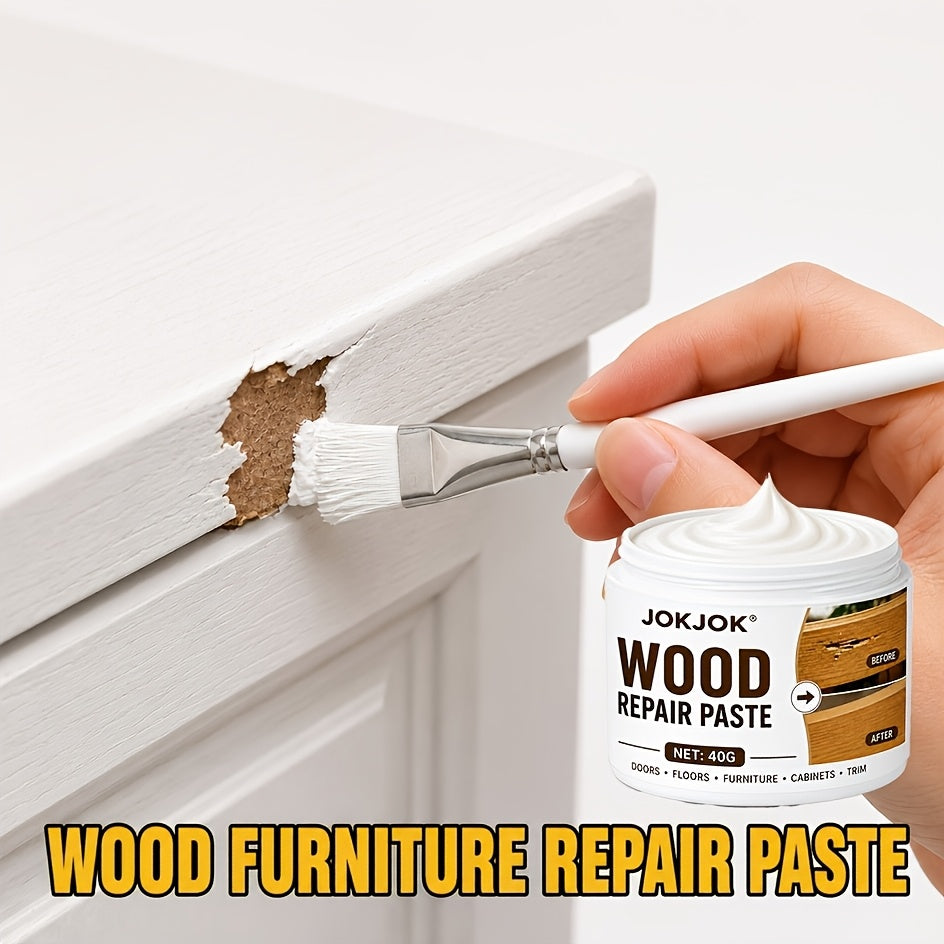 Wood Repair Paste Filler Cream - Fixes Scratches, Cracks, Chips & Holes, Restores Color on Furniture, Floors, Cabinets, Doors, Tables & Trim, Easy-Apply Wood Restoration Cream