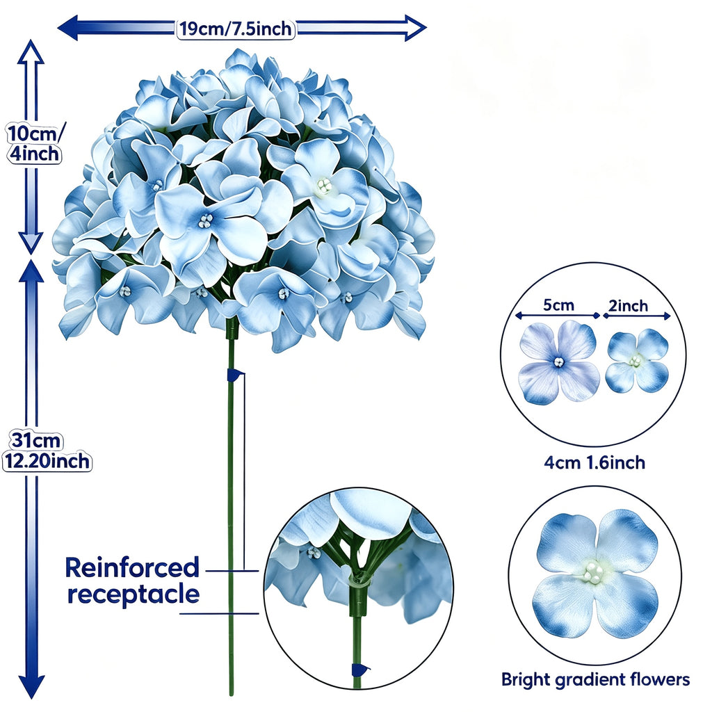 Silky Hydrangea Artificial Flowers 20/40 Pack, 16.2 Inch Blue & White – Outdoor Faux Hydrangea Stems for Wedding, Garden, Home Party, Exhibition & Christmas Decorations