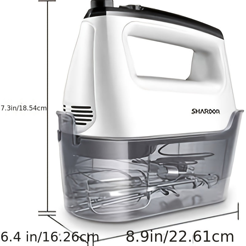 Electric Hand Mixer 6-Speed & Turbo – 5 Stainless Steel Accessories, Snap-On Storage Case | For Cookies, Cakes, Dough & Batters | White & Silver