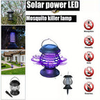 Solar UV Mosquito Killer Lamp Outdoor Electric Grid Sticky Board Dual Trap Flying Insect Killer No Power Needed for Courtyard Terrace Garden Patio Black