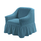 Seersucker Sofa Cover All-In-One Stretch Slipcover – Elastic Band Polyester Spandex Machine Washable Couch Protector for Armchair Loveseat 1 2 3 4 Seater Solid Color