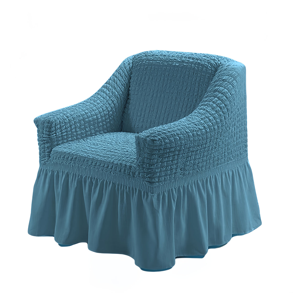 Seersucker Sofa Cover All-In-One Stretch Slipcover – Elastic Band Polyester Spandex Machine Washable Couch Protector for Armchair Loveseat 1 2 3 4 Seater Solid Color