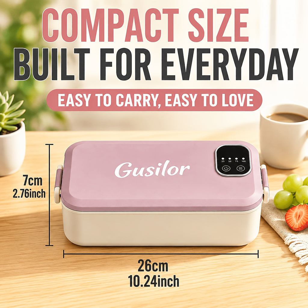 Heated Lunch Box Rechargeable with Timer - Self-Warming Portable Bento Box 80°C Keep Warm for Women & Men, Insulated Meal Prep Container with Lid, Electric Lunch Box for Work & Office