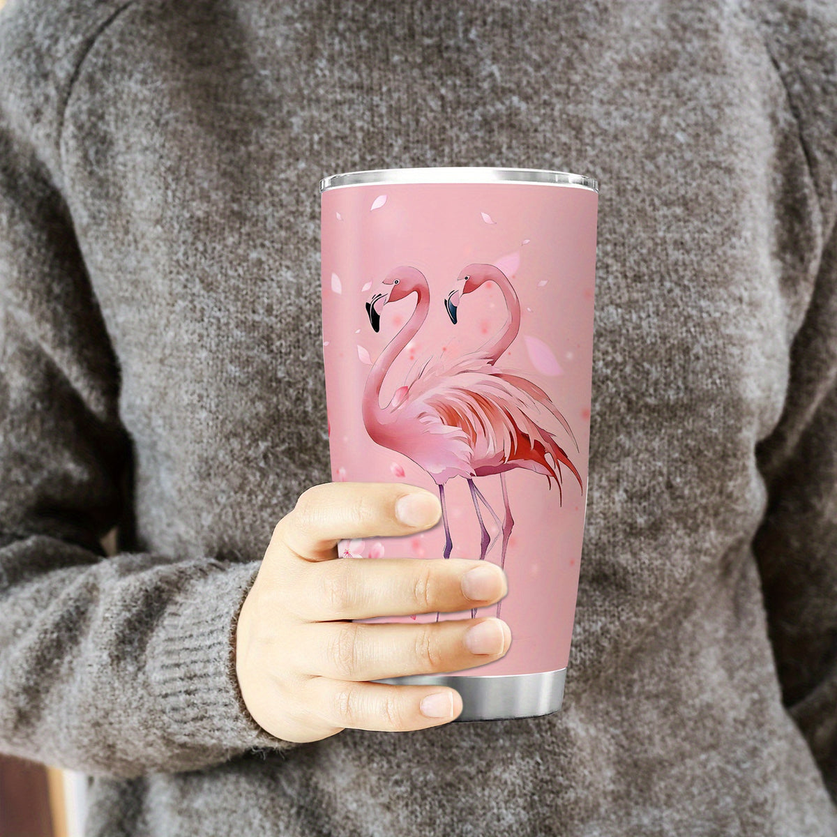 Flamingo Insulated Tumbler 20oz Double-Walled Travel Cup Pink Love Design - Large Capacity Car Cup for Hot & Cold Drinks Gift for Teachers Friends Family Holiday Birthday