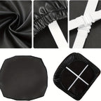 Waterproof Faux Leather Dining Chair Seat Covers 4/6 Pack – Stretch PU Fabric Removable Washable Chair Cushion Slipcovers for Dining Room Kitchen Hotel Home Decor, Hook & Loop Closure