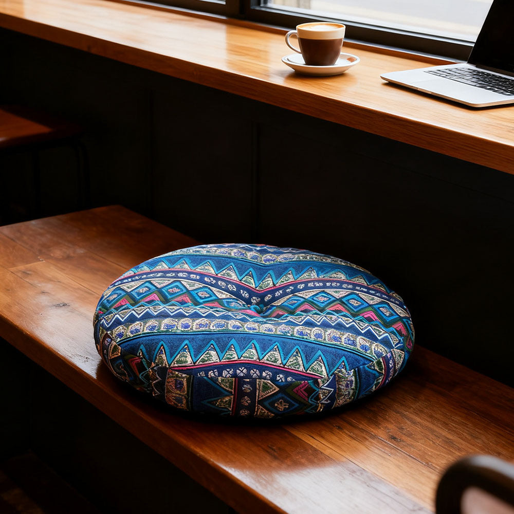 Round Seat Cushion 40x40cm 15cm Thick Firm Futon Meditation Mat Removable Linen Cover Chair Pad for Office Dining Chair Home Decor All Seasons Christmas