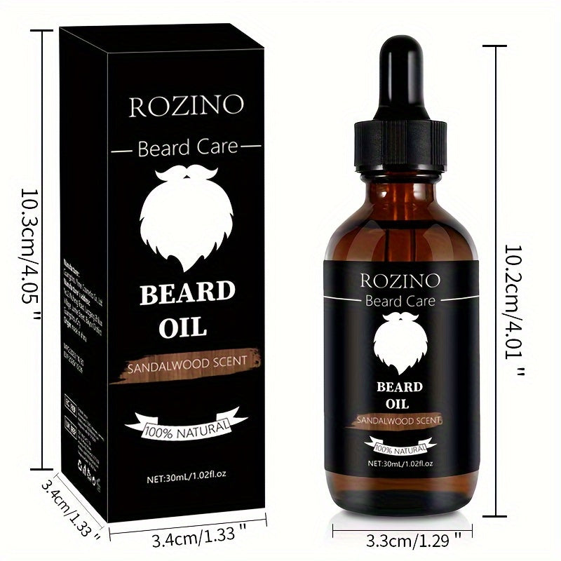 Sandalwood Beard Care Essential Oil 30ml, Plant-Based Beard Oil for Men, Moisturizes Softens & Smooths Facial Hair for a Polished Well-Groomed Look