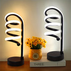 Modern Spiral Touch Table Lamp with USB-C Charging Port 3-Way Dimmable - Minimalist Bedside Lamp for Bedroom Living Room Desk - LED Bulb Included, Black & White, Single & 2-Pack
