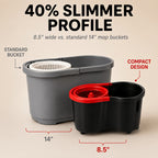 Spin Mop and Bucket Set with 4 Microfiber Heads - Compact Self-Wringing Hands-Free Floor Mop for Apartments Dorms & Small Spaces Fits Under Sink