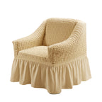 Seersucker Sofa Cover All-In-One Stretch Slipcover – Elastic Band Polyester Spandex Machine Washable Couch Protector for Armchair Loveseat 1 2 3 4 Seater Solid Color