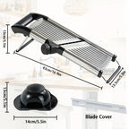 Adjustable Mandoline Slicer with 5 Thickness Settings – Stainless Steel Vegetable Slicer & Grater for Onion, Potato, Carrot, Cheese & Fruit – Professional Kitchen Tool, Optional Cut-Resistant Gloves