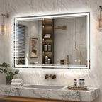 LED Bathroom Mirror with Lights Anti-Fog Dimmable 3 Color Temperatures, Touch Sensor & Wall Switch, Memory Function Tempered Glass Vanity Mirror – Wall Mounted Horizontal or Vertical, 5 Sizes