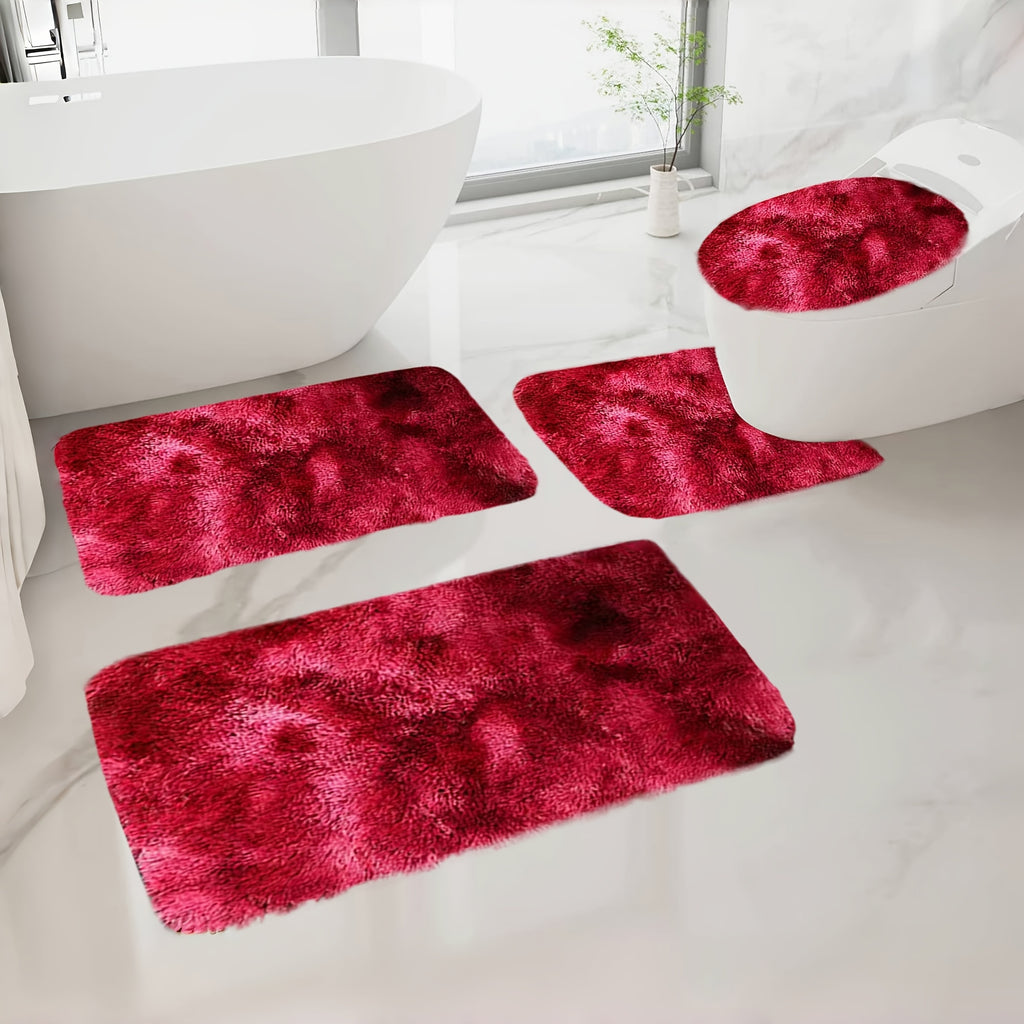 Plush Bath Rugs Set 1-6 Pieces, Multi-Color Microfiber Non-Slip Bathroom Mats – Soft Water Absorbent Thick Machine Washable Toilet Mats for Bathroom, Tub & Shower
