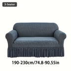 Elastic Sofa Cover with Skirt Full Coverage Printed Slipcover Machine Washable Universal Fit 2 3 4 Seater Couch Protector Living Room