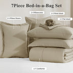 Bed in a Bag Queen 7 Piece Fluffy Comforter Set – Ultra-Soft Microfiber Bedding with Comforter, Fitted Sheet, Flat Sheet & 4 Pillowcases, Hypoallergenic Breathable All Season Bedding Gift for Her