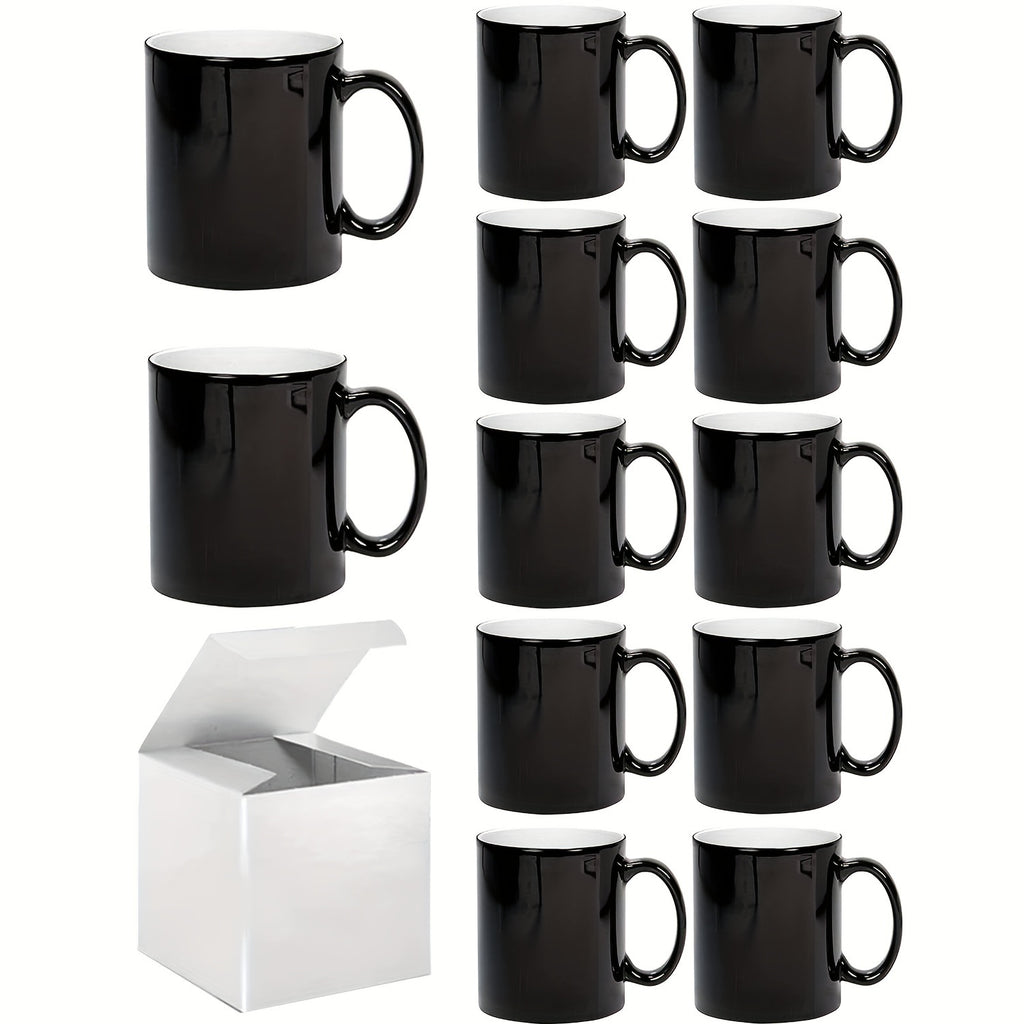 Color Changing Mugs 12 Pack – Heat Sensitive Sublimation Coffee Cups Reveal Design When Hot, 11oz & 15oz | Perfect for Parties & Gifts