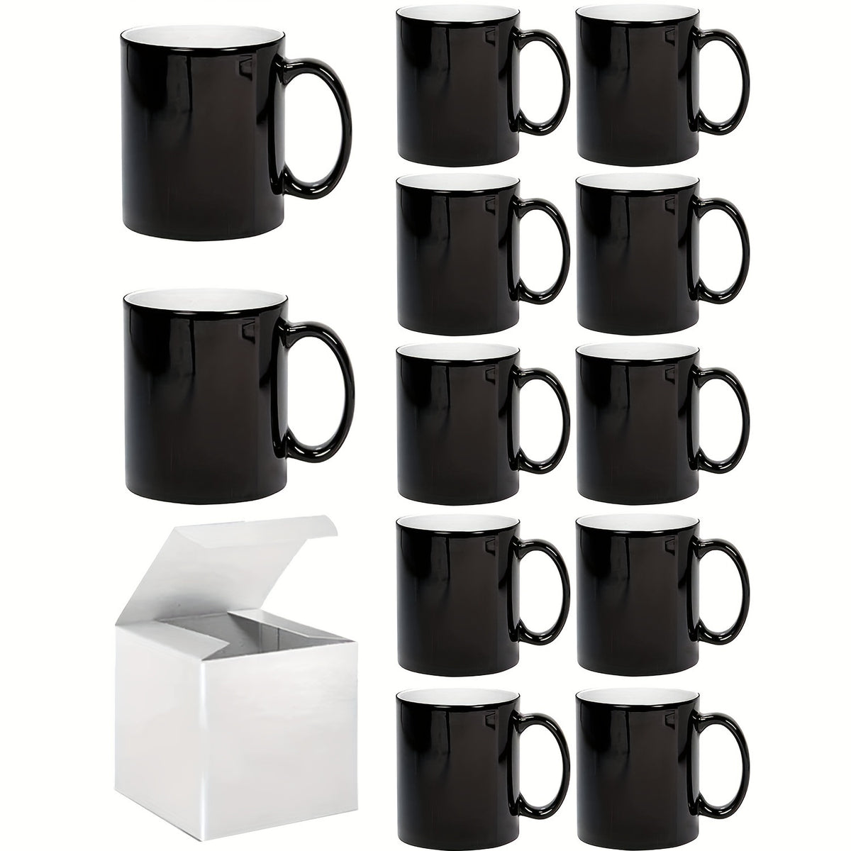 Color Changing Mugs 12 Pack – Heat Sensitive Sublimation Coffee Cups Reveal Design When Hot, 11oz & 15oz | Perfect for Parties & Gifts