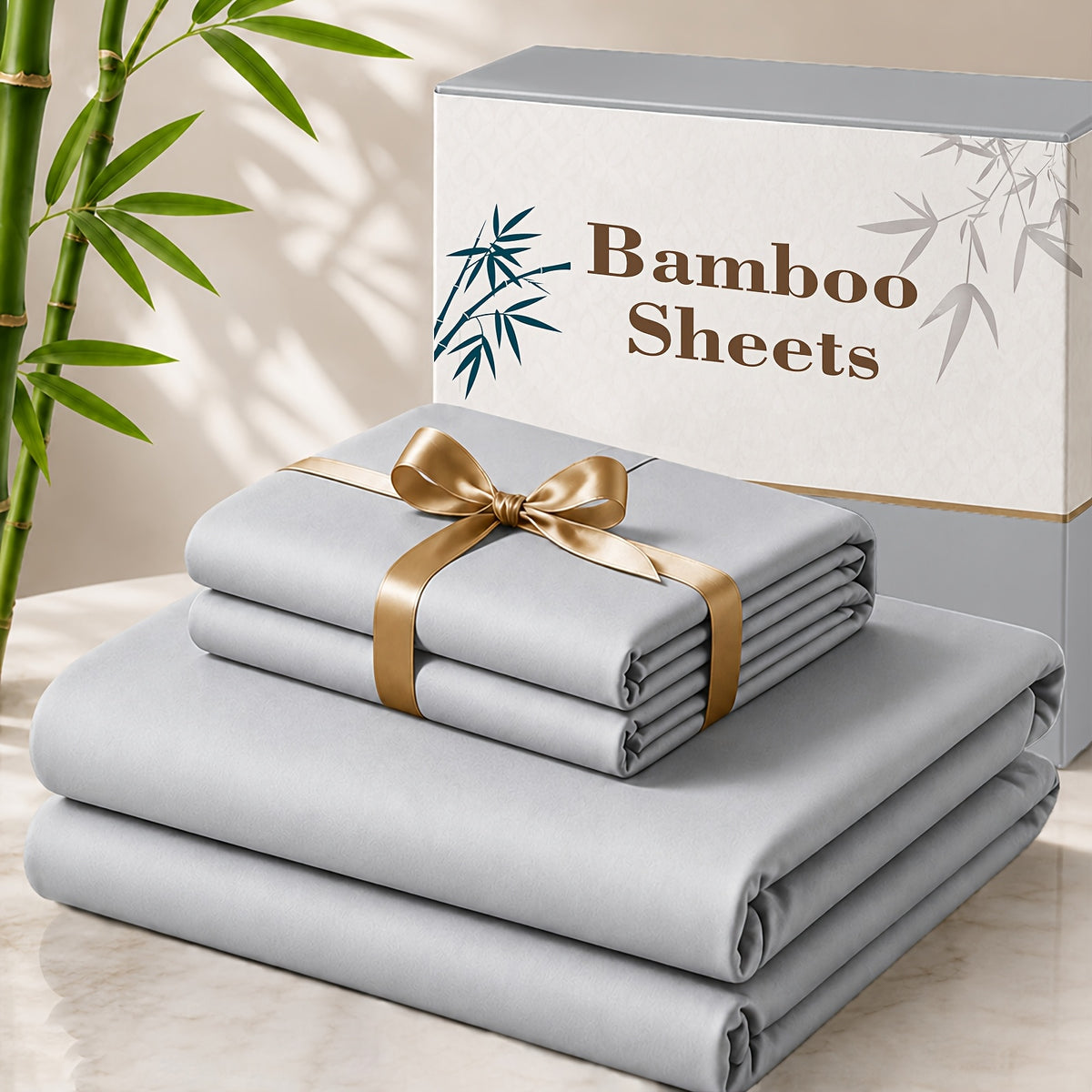 Cooling Bamboo Bed Sheet Set 3 4 Piece 3000TC - Extra Deep Pocket 20 Inch Soft Hotel Quality Wrinkle Resistant Twin Full Queen King Hot Sleepers