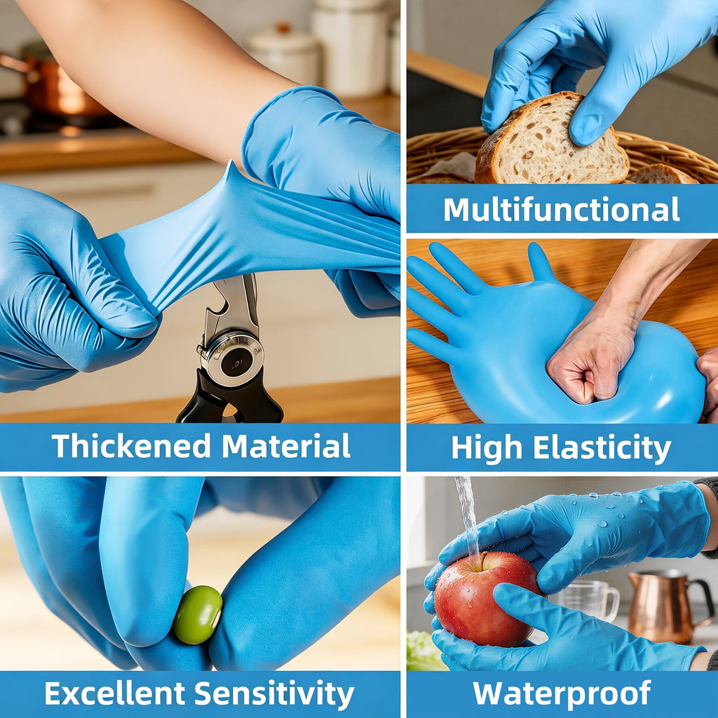 5 Mil Blue Nitrile Disposable Gloves Bulk Pack – 100 to 1000pcs, Waterproof & Anti-Slip, Powder-Free Latex-Free, S/M/L Sizes for Cooking, Cleaning, Food Prep & Pet Care, Non-Sterile