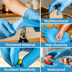 5 Mil Blue Nitrile Disposable Gloves Bulk Pack – 100 to 1000pcs, Waterproof & Anti-Slip, Powder-Free Latex-Free, S/M/L Sizes for Cooking, Cleaning, Food Prep & Pet Care, Non-Sterile
