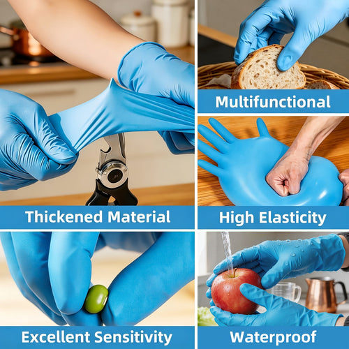 5 Mil Blue Nitrile Disposable Gloves Bulk Pack – 100 to 1000pcs, Waterproof & Anti-Slip, Powder-Free Latex-Free, S/M/L Sizes for Cooking, Cleaning, Food Prep & Pet Care, Non-Sterile