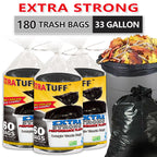33 Gallon Trash Bags 180 Count 60 Bags Per Roll Tear Resistant Leak Proof Disposable Large Garbage Bags for Home Garden Industrial Commercial Use