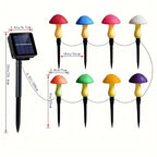 Solar Garden Mushroom Light with 8 Colorful Cracked Mushrooms & 8 LEDs – IP65 Waterproof Outdoor Landscape Lighting for Yard, Lawn, Patio & Terrace, Solar Powered Decorative Garden Light
