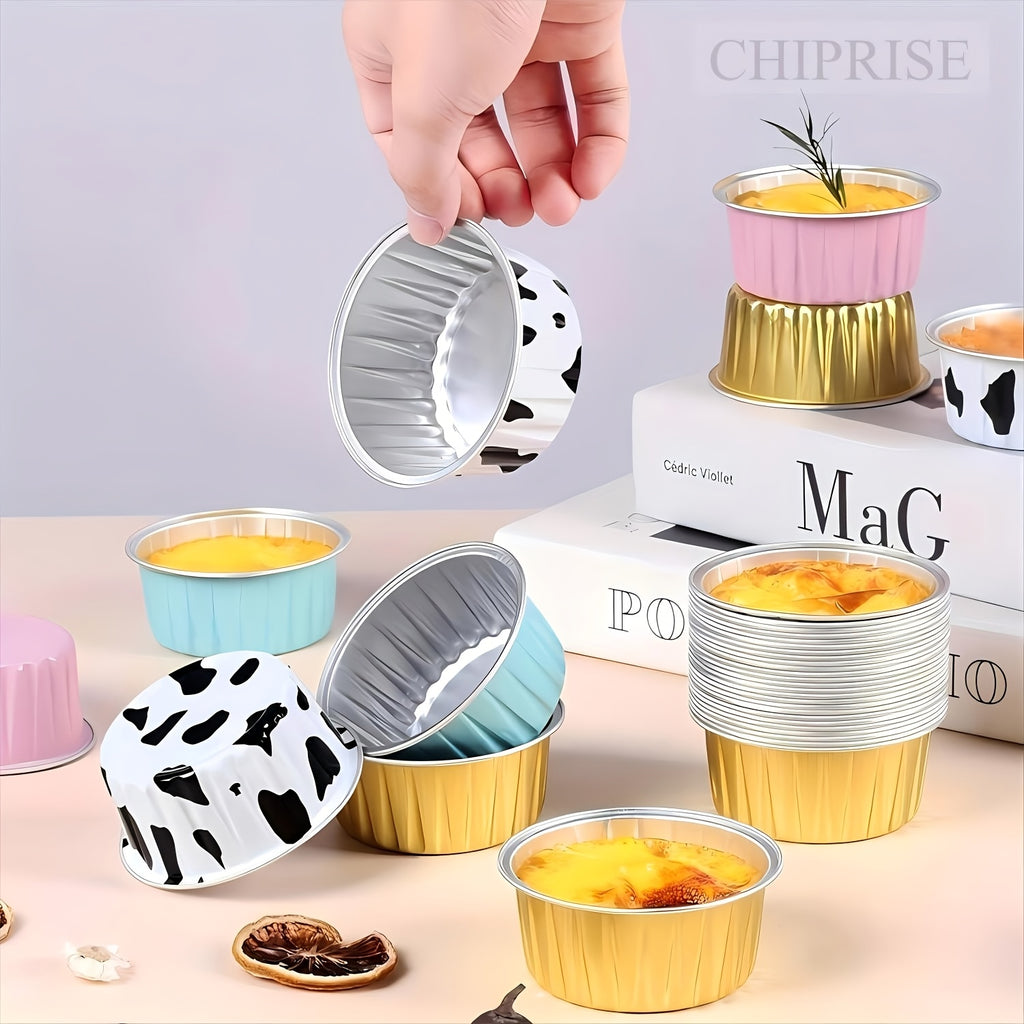Aluminum Foil Baking Cups with Lids – Assorted Color Cupcake & Muffin Tins for Parties, Weddings & Events | 50-Pack with Lids or 30-Set with Spoons