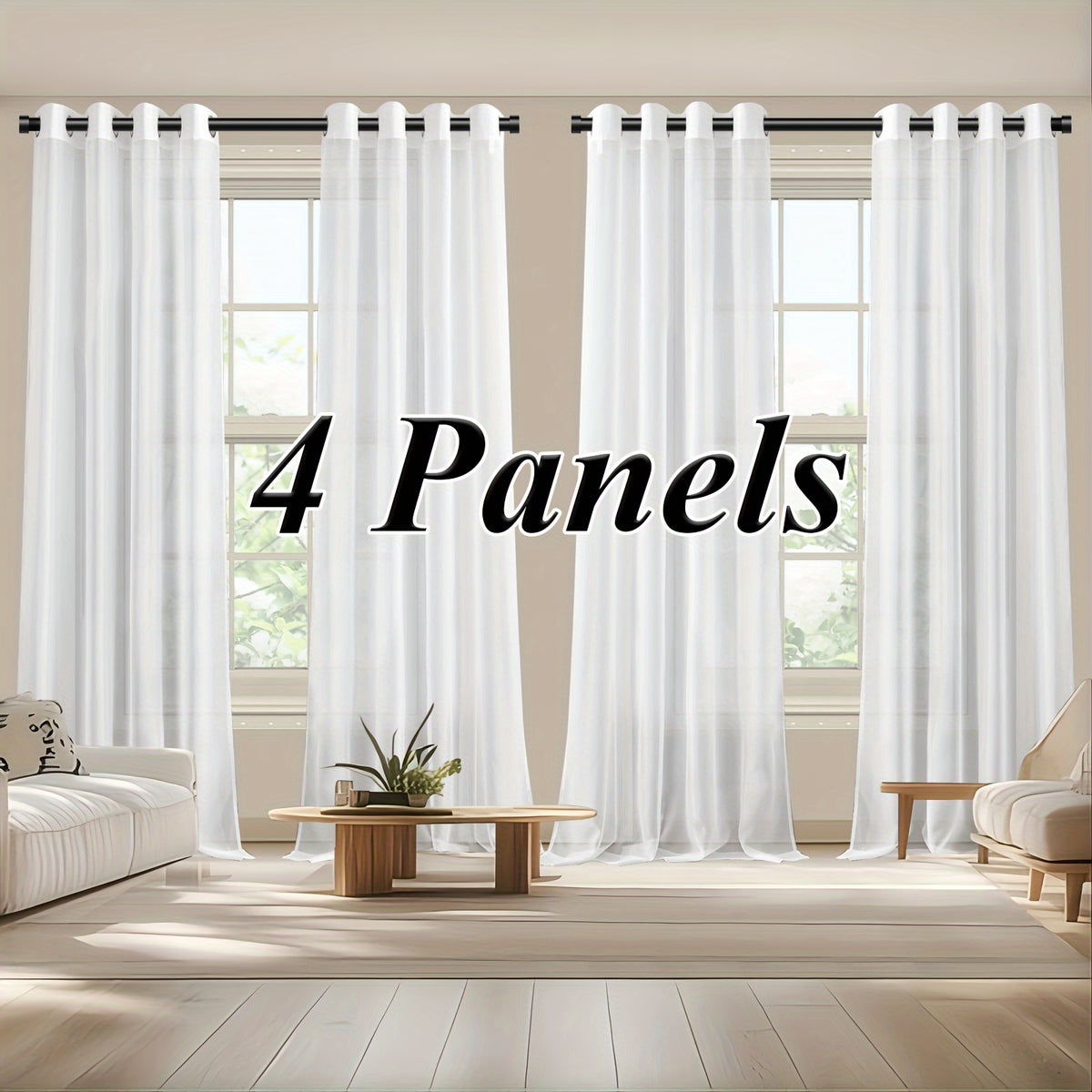 Sheer Curtains Semi Transparent Panels with Top Loop Pleated Header for Bedroom Living Room – Set of 2 or 4, 70-80G Lightweight Fabric, Multiple Sizes & Colors