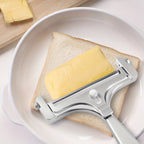 Adjustable Cheese Slicer & Garlic Press 2-Piece Kitchen Tool Set – Metal Blade Adjustable Thickness, Manual Cheese Cutter for Home Cooking