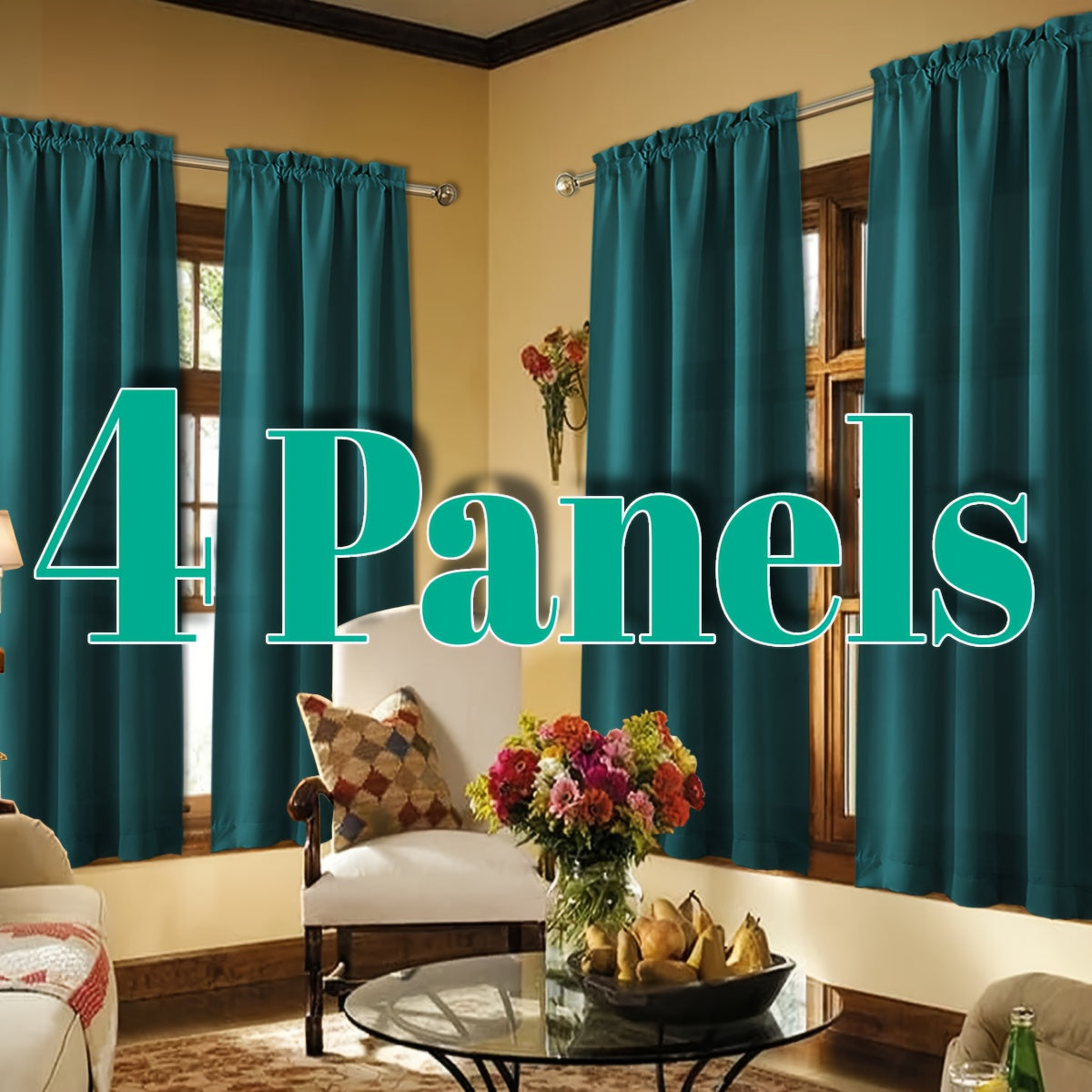 Light Filtering Curtains 4 Panels Solid Color Rod Pocket – Soft Brushed Sheer Window Drapes for Living Room Bedroom Office, 8 Sizes 10 Colors