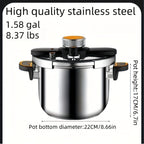 Stainless Steel Pressure Cooker & Stew Pot with One-Twist Lock Lid – 1.32, 1.59 & 2.11 Gal Sizes, Induction & Gas Compatible, Dishwasher Safe for Family Meals
