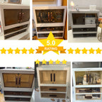 Makeup Organizer with Transparent Drawers 3/4 Tier – Foldable Large Capacity Stackable Cosmetic Storage Cabinet, Retro White & Gold Aesthetic Organizer for Skincare, Documents & Books, Elegant Girl Gift