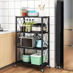 3/4/5-Tier Rolling Storage Rack with Wheels – No Assembly Required Portable Floor-Standing Multi-Layer Shelving Unit for Outdoor, Garage, Kitchen & Home