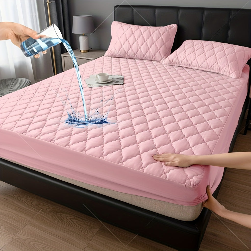 Mattress Protector Deep Pocket 11.8-Inch Thickened Fitted Cover with Embossed Design – Solid Color Bedding Essential for Twin Full Queen King, 7 Colors