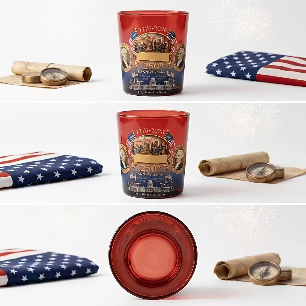250th Anniversary Whiskey Glasses Set of 2 – 1776-2026 Commemorative We the People Gradient Glass Tumblers, 10oz Oval Gift for Patriotic Celebrations